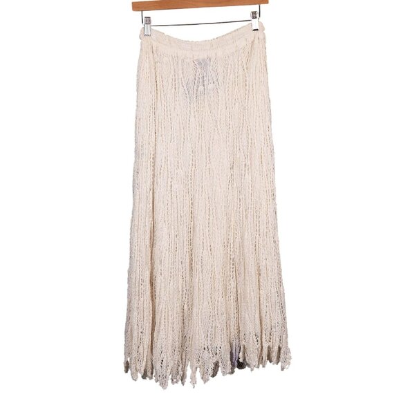 Crochet Lace Maxi Skirt OS NEW Elastic Waist Cream Boho Festival Peasant Prairie - Picture 7 of 7